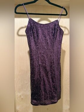 Lulu's Plum Sequin Slip Midi Dress Size Small